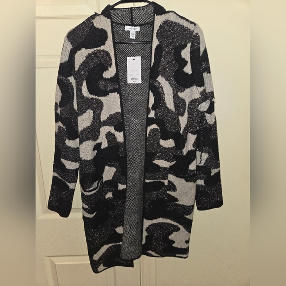 NWT Nine West Shimmery Camo Open Front Cardigan - Picture 3 of 5